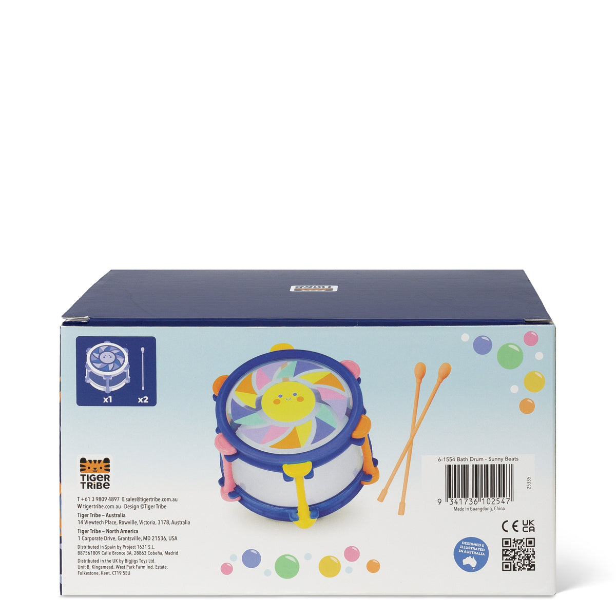 Jouet de bain bébé tambour – jouet d’éveil musical 2 ans TIGER TRIBE