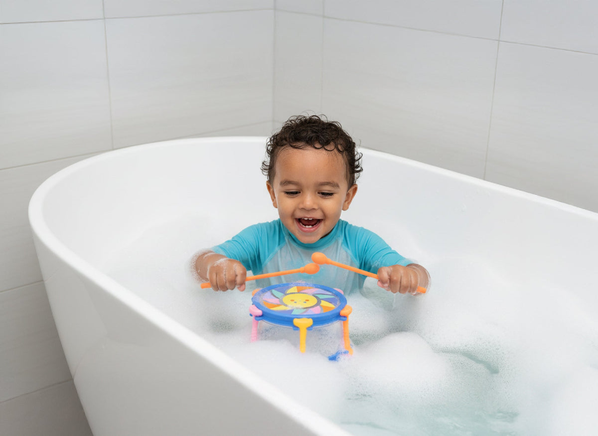 Jouet de bain bébé tambour – jouet d’éveil musical 2 ans TIGER TRIBE
