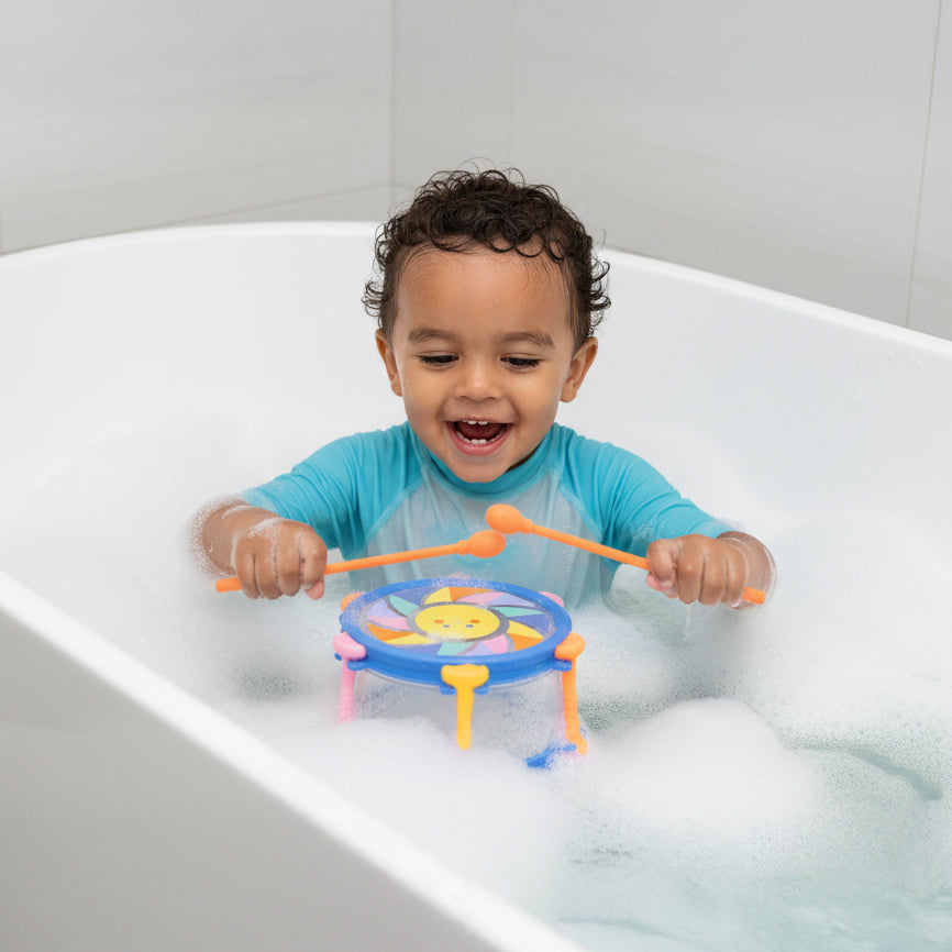 Jouet de bain bébé tambour – jouet d’éveil musical 2 ans TIGER TRIBE
