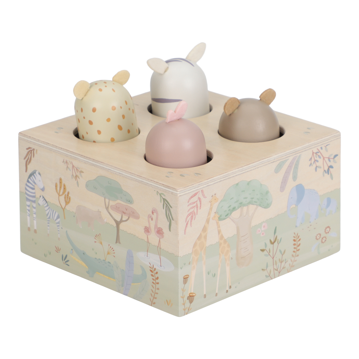 Jouet pop-up Safari Friends – jouet d’éveil en bois