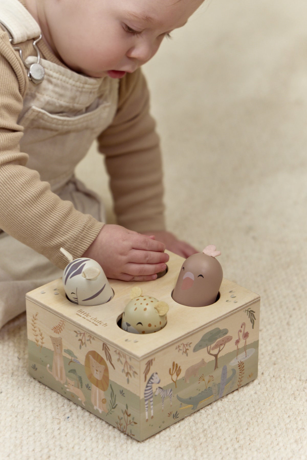 Jouet pop-up Safari Friends – jouet d’éveil en bois