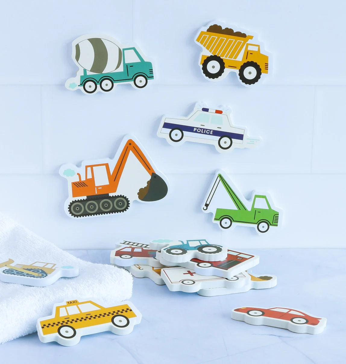 Jouets de bain en mousse – Véhicules – 14 pièces mushie