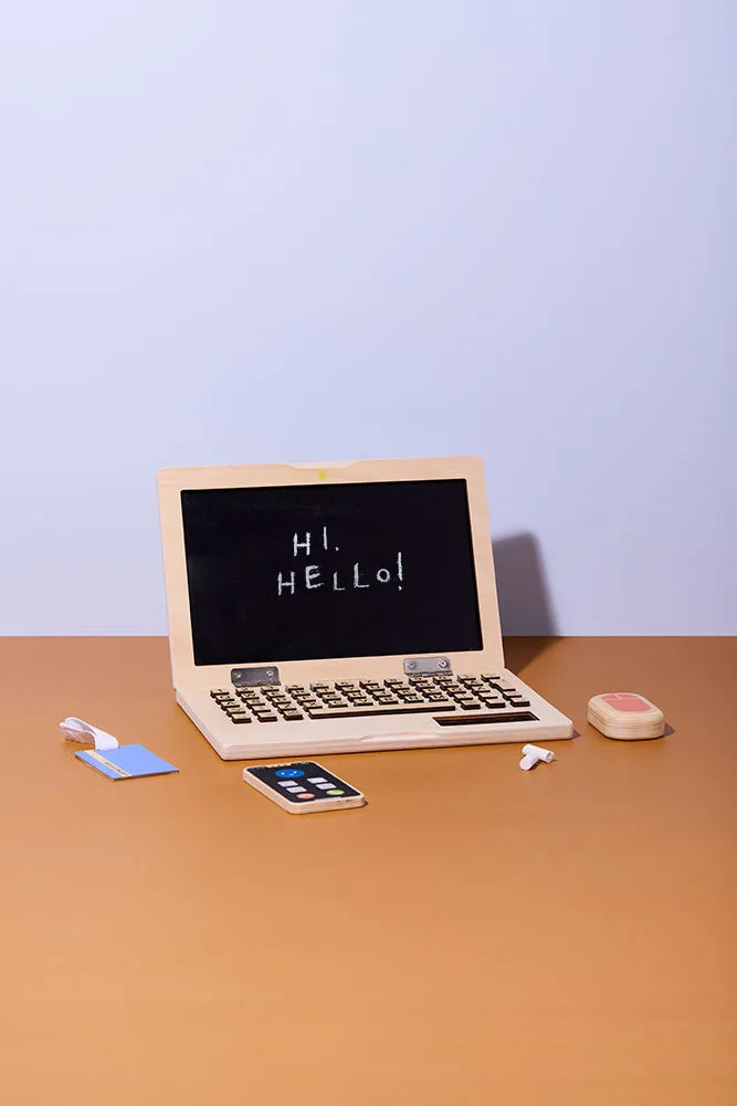 Kit travail au bureau ordinateur en bois – jeu d’imitation dès 3 ans