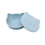 Bol chat ventouse et couvercle dusty blue