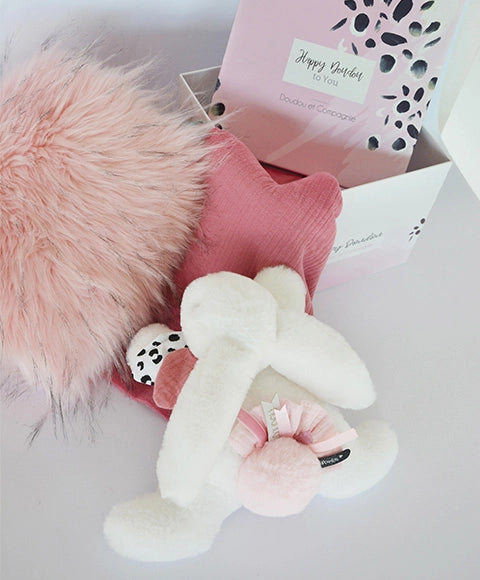 Coffret Pantin Lapin rose - Happy Blush - 25 cm