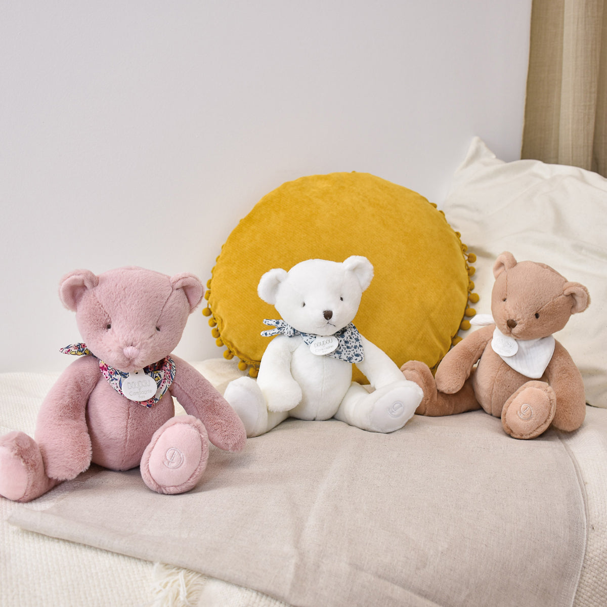 L'Ours Doudou - Ours en peluche blanc- 25 cm