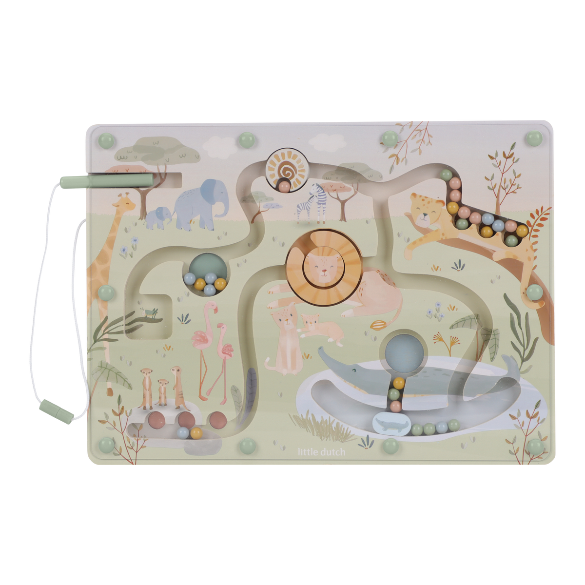 Labyrinthe magnétique en bois Safari Friends – jeu de motricité fine