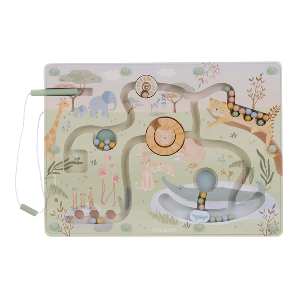 Labyrinthe magnétique en bois Safari Friends – jeu de motricité fine
