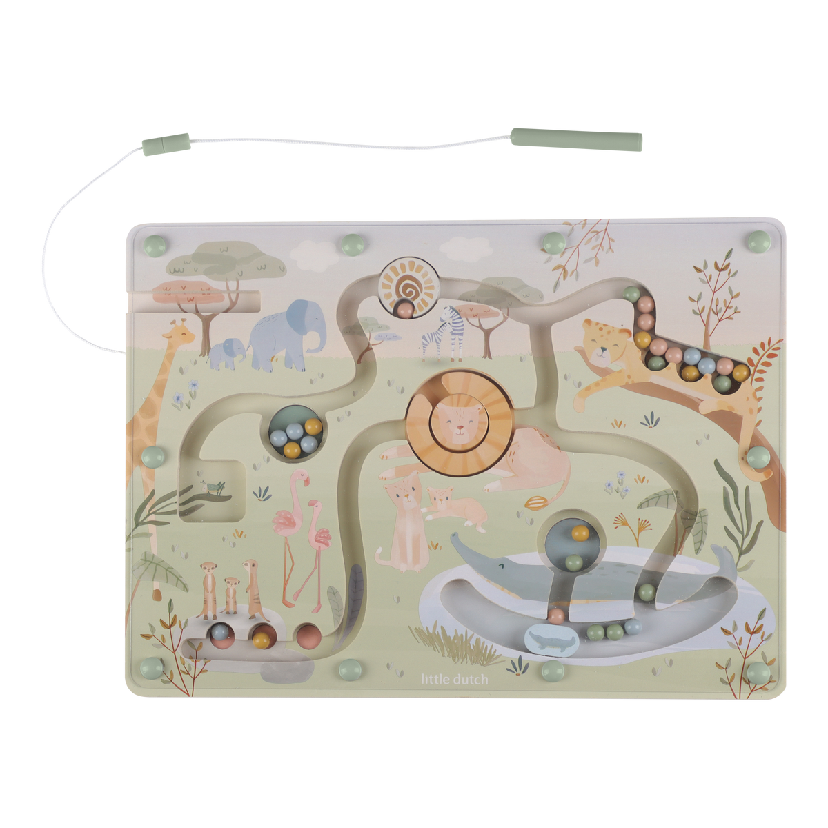 Labyrinthe magnétique en bois Safari Friends – jeu de motricité fine