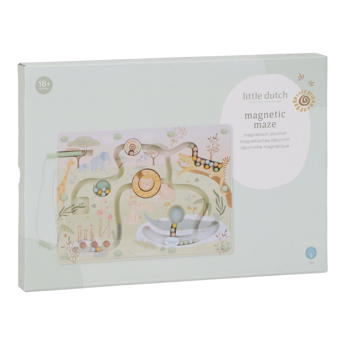 Labyrinthe magnétique en bois Safari Friends – jeu de motricité fine