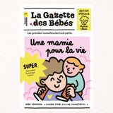 La Gazette des Bébés « Une Mamie pour la Vie », un livre d’éveil en tissu qui crépite avec imagier et comptine, fabriqué en coton recyclé et adapté dès la naissance.