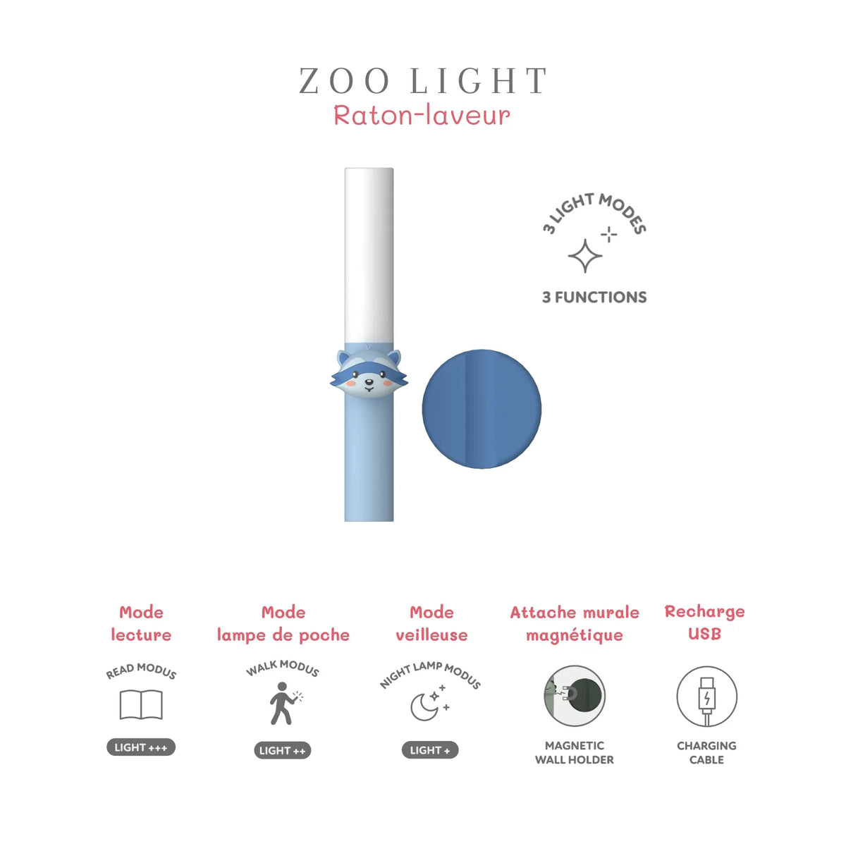 Lampe veilleuse enfant Zoo Light – Raton laveur – The Zoofamily