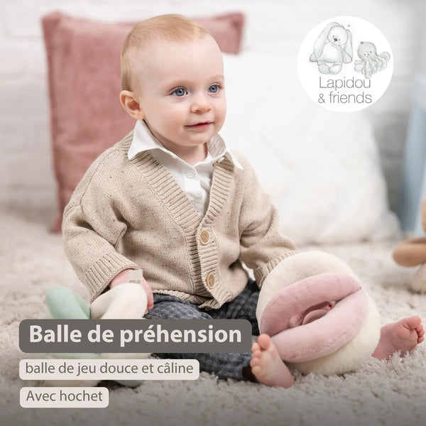 Balle d’activités Lapidou – 17 cm – rose – Nattou NATTOU