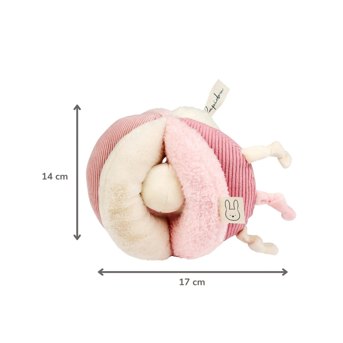 Balle d’activités Lapidou – 17 cm – rose – Nattou NATTOU