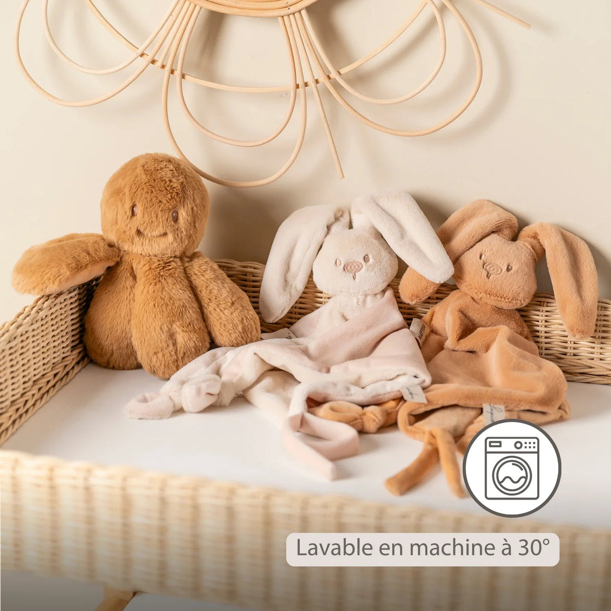 Maxi doudou lapin bébé 65x40 cm – Doudou sable dès la naissance NATTOU