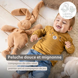 Doudou lapin en peluche 30 cm – Peluche douce bébé beige chaud NATTOU