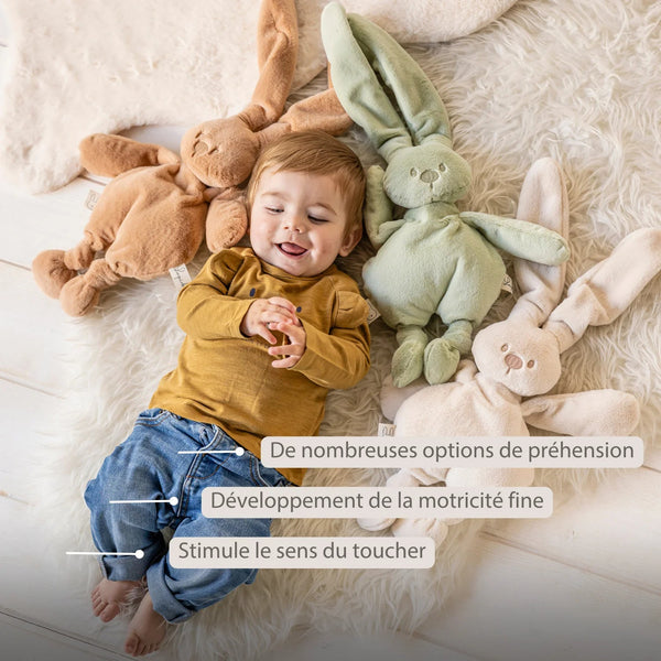 Doudou lapin en peluche 30 cm – Peluche douce bébé beige chaud NATTOU