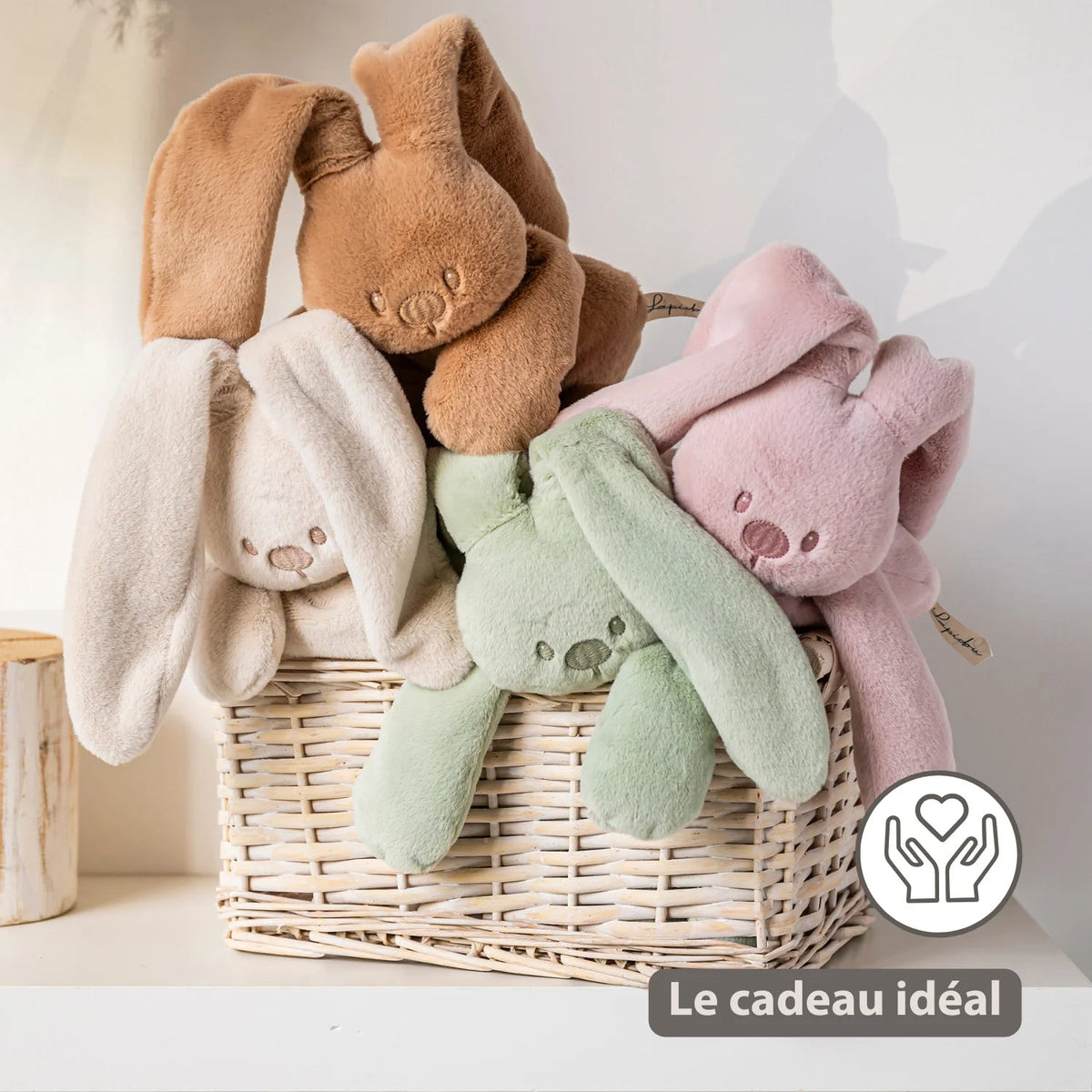 Doudou lapin en peluche 30 cm – Peluche douce bébé beige chaud NATTOU