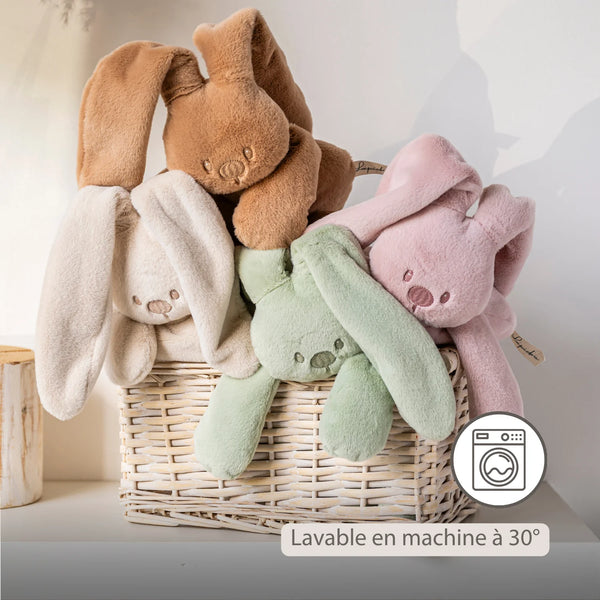 Doudou lapin en peluche 30 cm – Peluche douce bébé rose poudré