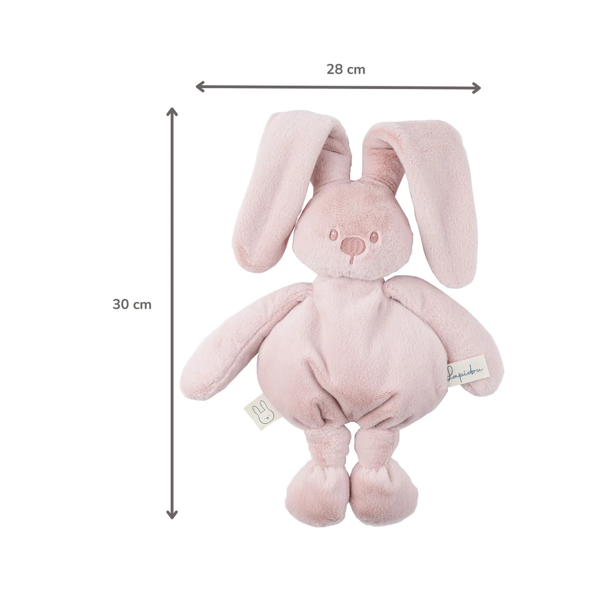 Doudou lapin en peluche 30 cm – Peluche douce bébé rose poudré