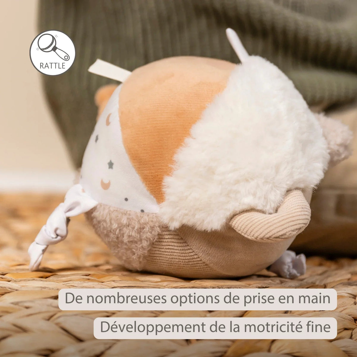 Balle d’activités Lapidou – 15 cm Beige NATTOU