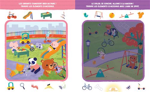 Cherche &amp; Trouve : Jour &amp; Nuit – En ville invite les enfants à explorer les rues de la ville de jour puis de nuit grâce à la lampe magique Spot. Une activité amusante qui développe l'observation, la concentration et l'imagination.Livre Cherche &amp; Trouve Jour &amp; Nuit En ville avec lampe magique Spot pour développer l'observation, la curiosité et la concentration des enfants.