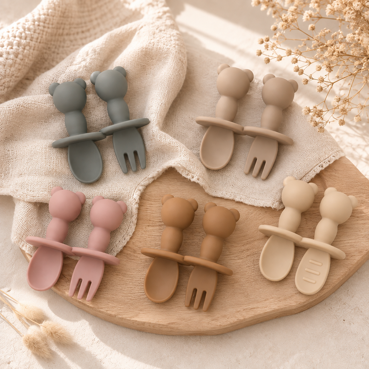 Lot de couverts bébé en silicone – Panda GMLB