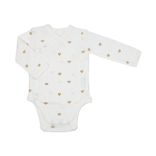 Lot de 2 bodies bébé Cœurs – Marron glacé & écru TROIS KILOS SEPT