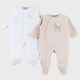 Lot de 2 pyjamas bébé en velours – Zèbres NOUKIES