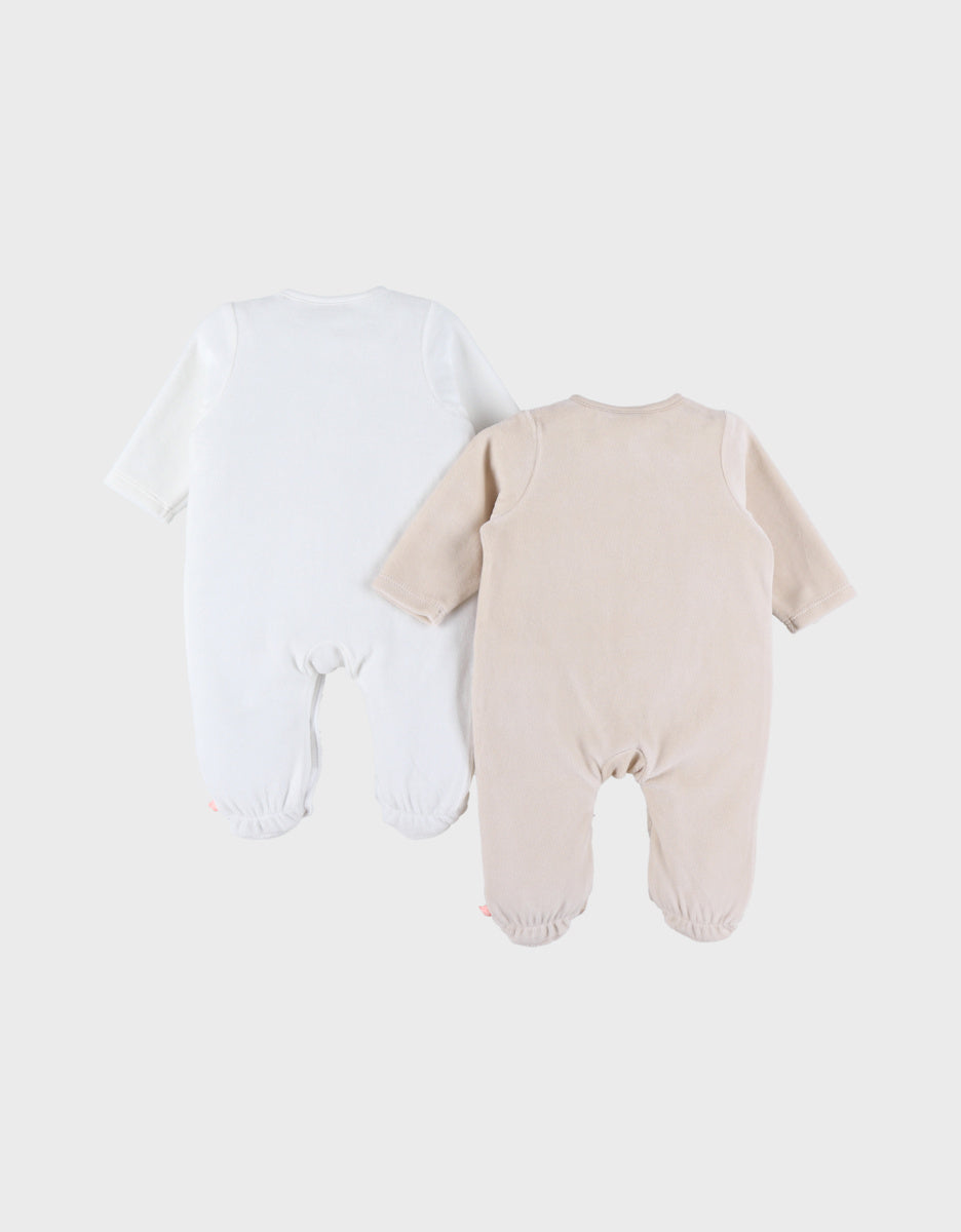 Lot de 2 pyjamas bébé en velours – Zèbres NOUKIES
