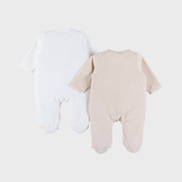 Lot de 2 pyjamas bébé en velours – Zèbres NOUKIES