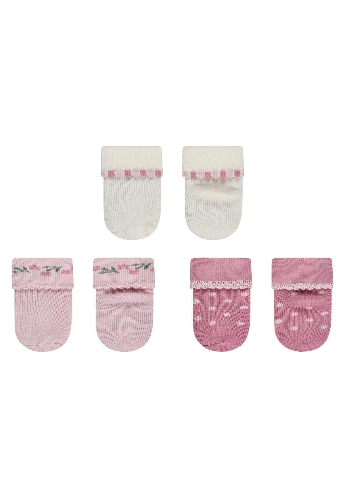 Lot de 3 paires de chaussettes bébé Fleurs – Unies, fleurs & pois – 0/4 mois STERNTALER