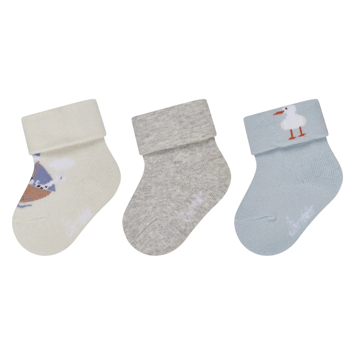 Lot de 3 paires de chaussettes bébé Marin – Bateau, uni & mouette – 6/12 mois STERNTALER