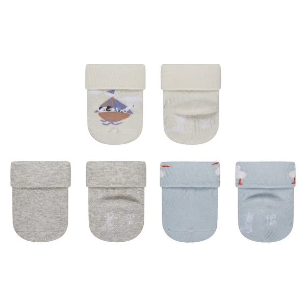 Lot de 3 paires de chaussettes bébé Marin – Bateau, uni & mouette – 6/12 mois STERNTALER