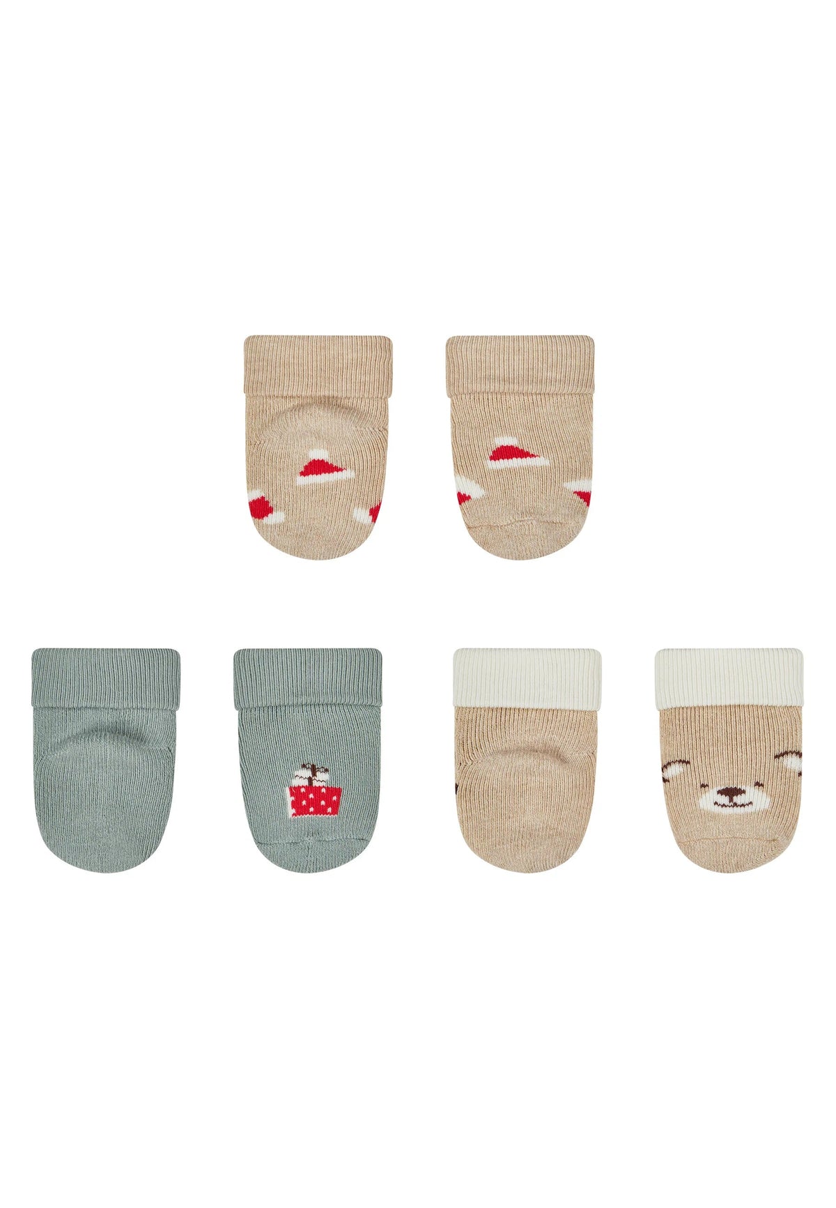 Lot de 3 paires de chaussettes bébé Noël – Cadeau, bonnet & ourson – 0/4 mois STERNTALER