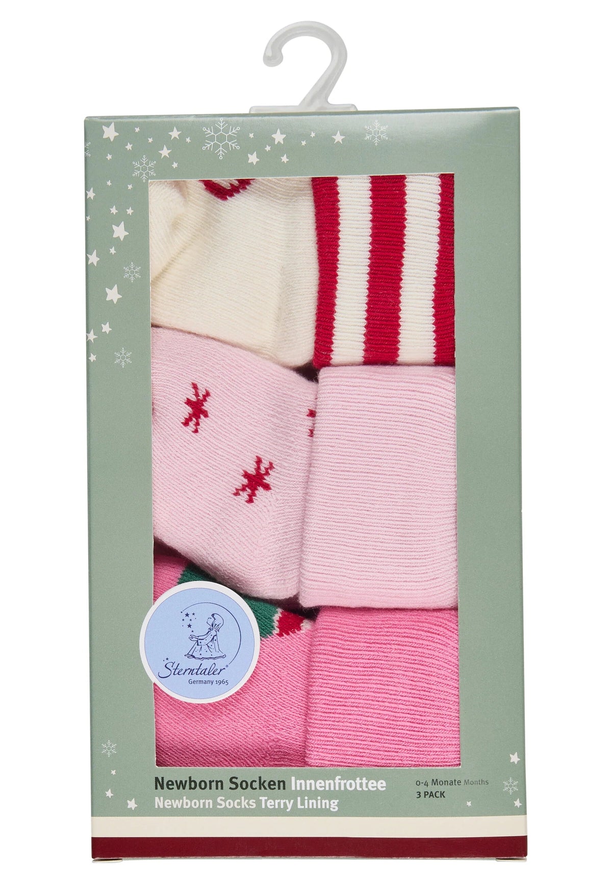 Lot de 3 paires de chaussettes bébé Noël – Boule, flocons & sapin – 0/4 mois STERNTALER