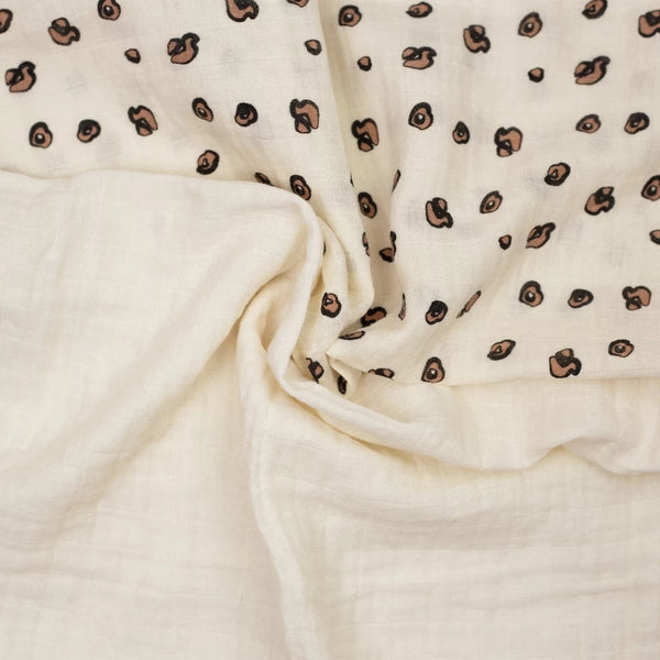Lot de 3 langes bébé en mousseline – Léopard & beige – 70 × 70 cm TROIS KILOS SEPT