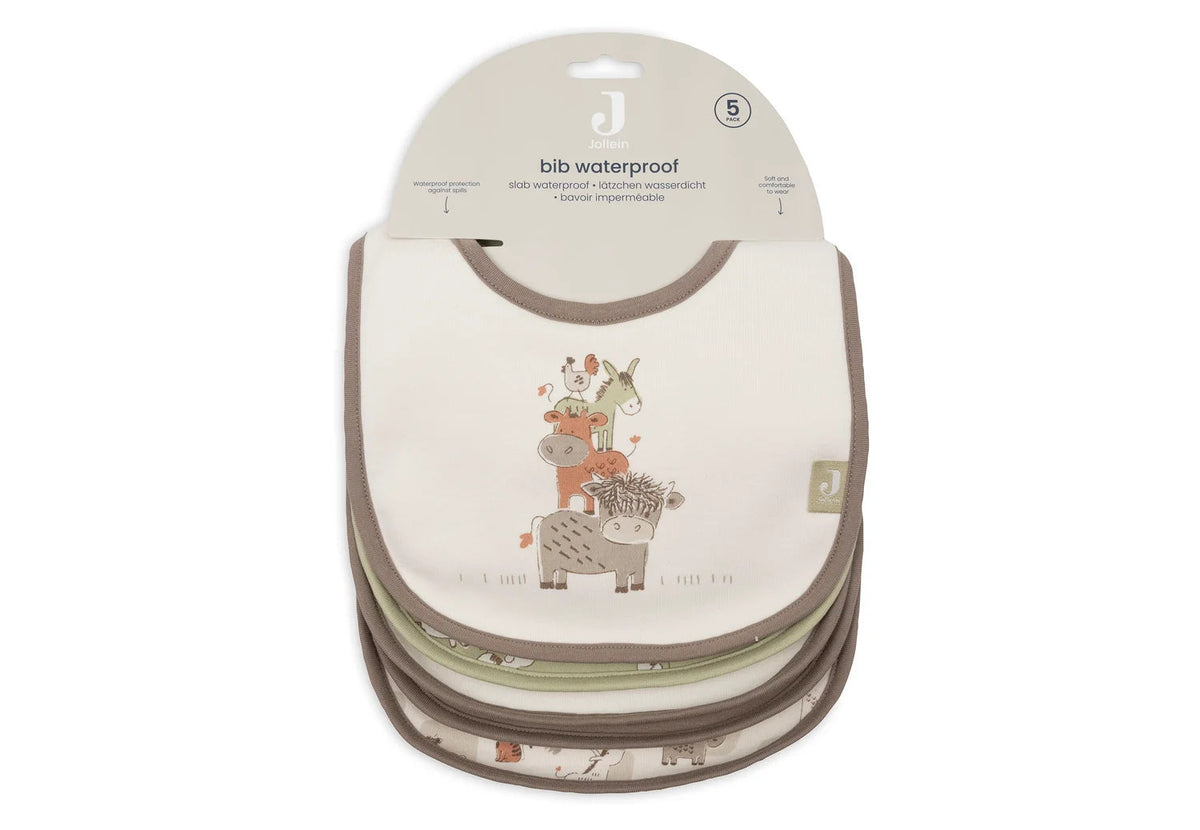 Lot de 5 bavoirs imperméables Barn Buddies – Dès la naissance JOLLEIN