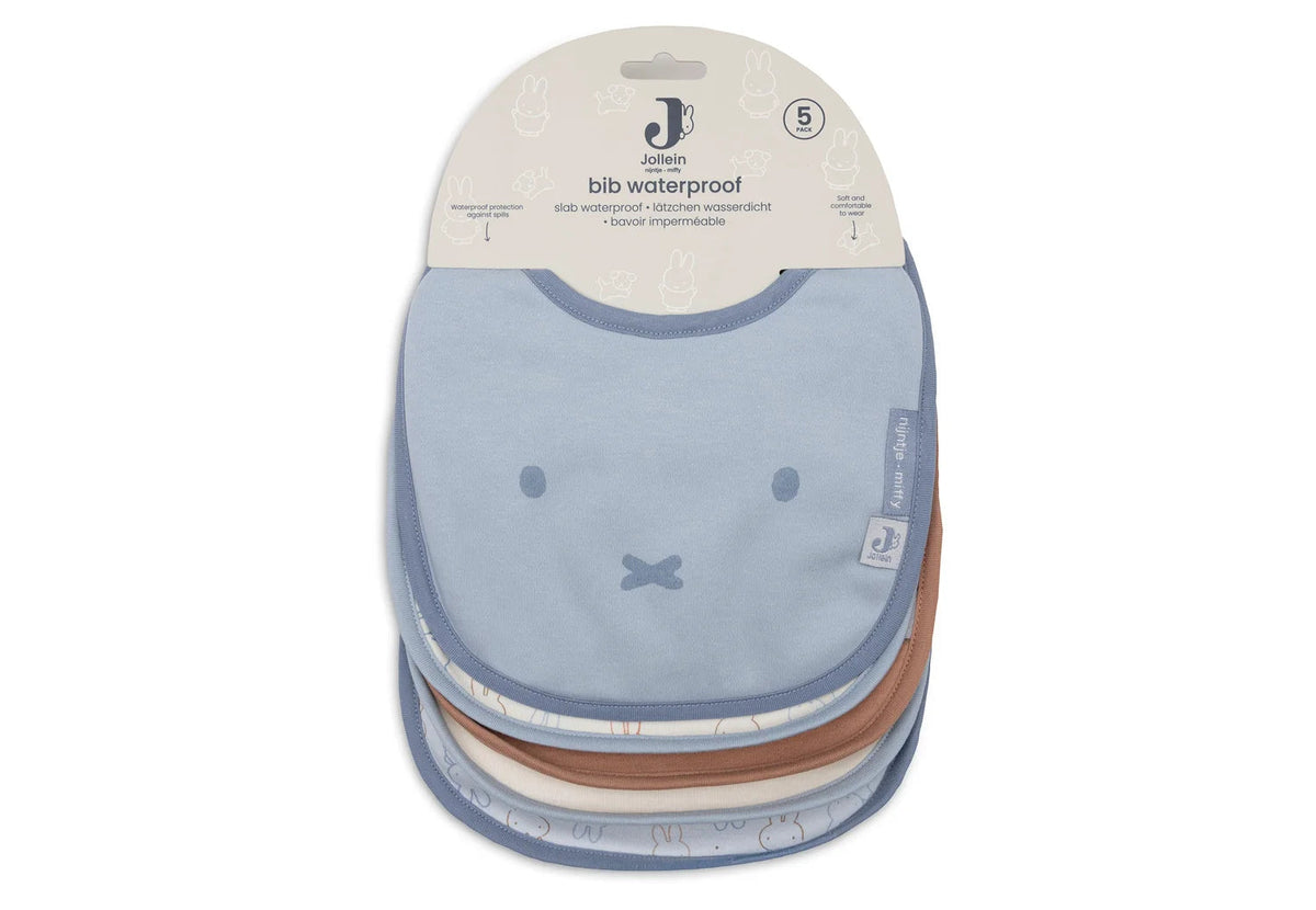 Lot de 5 bavoirs imperméables Miffy Moments cloudy blue – Jollein JOLLEIN