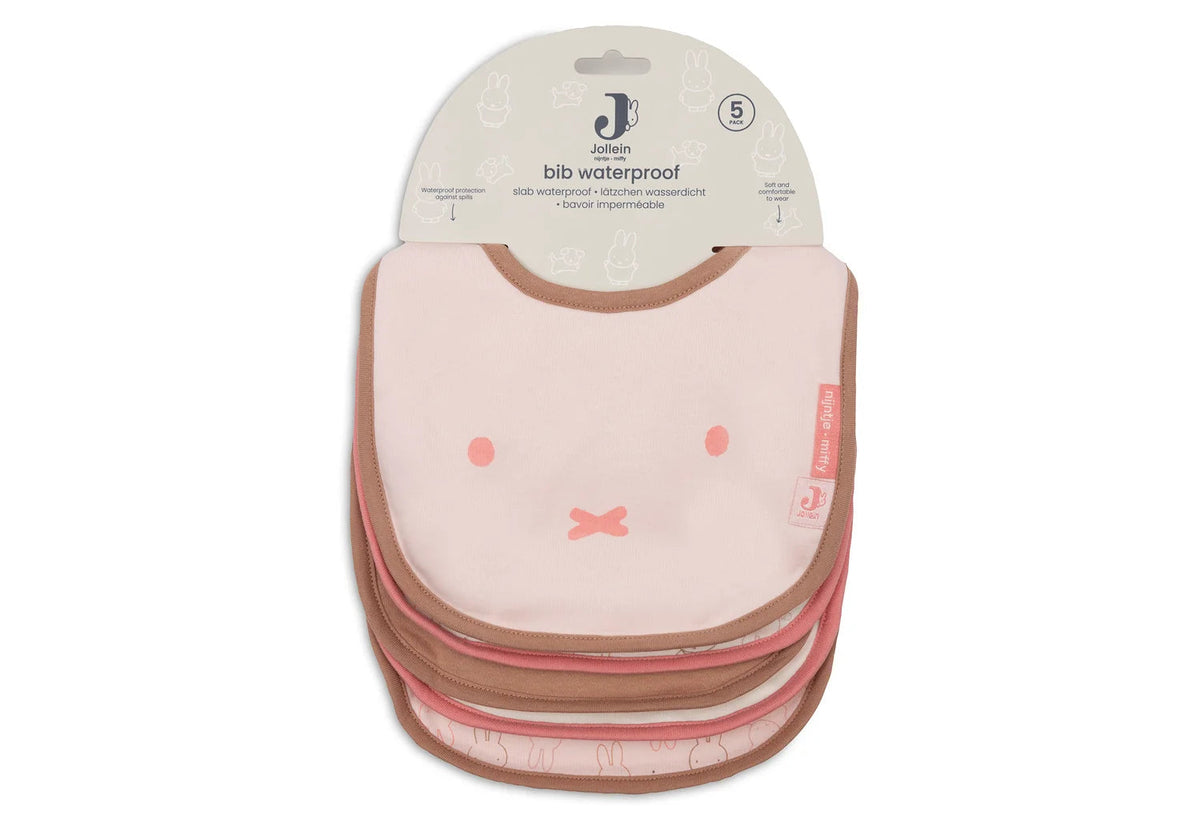 Lot de 5 bavoirs imperméables Miffy Moments silk rose – Jollein JOLLEIN