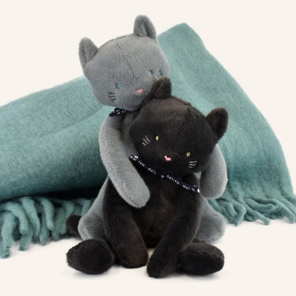 Peluche Chat Gris Méloé 37 ou 56 cm – Peluche artisanale made in France Maïlou