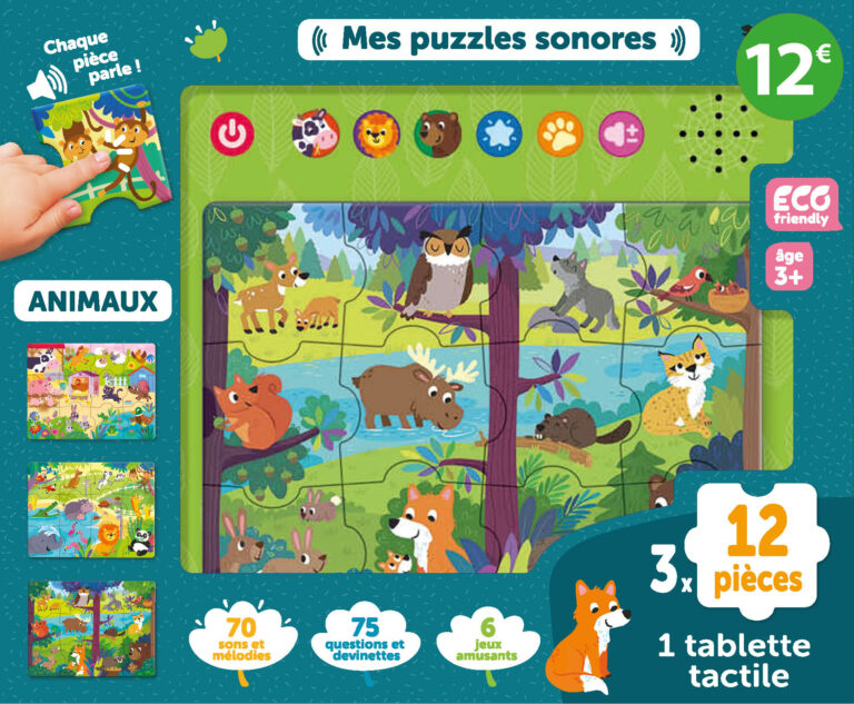 Mes puzzles sonores - Les animaux 1 2 3 SOLEIL