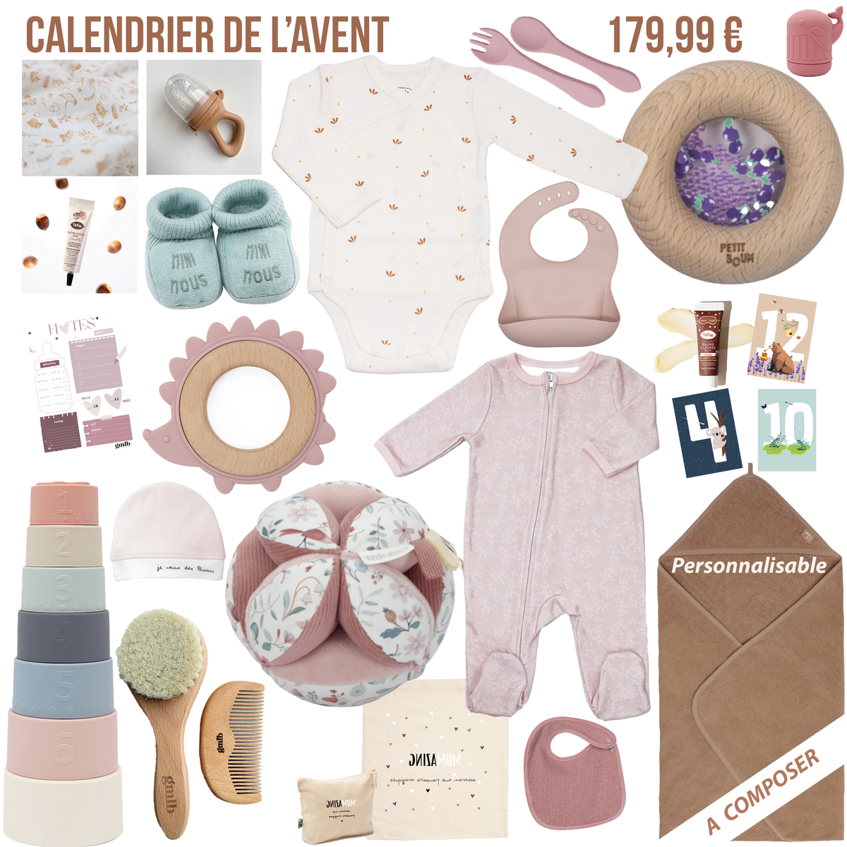 Calendrier de l’avent en attendant bébé Petit coeur salé | Cadeau de grossesse original