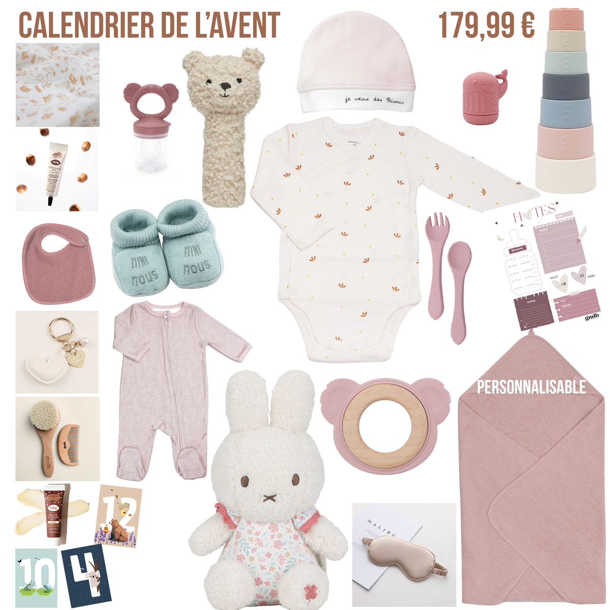Calendrier de l'avent futur bébé Petit coeur salé | Cadeau de grossesse original