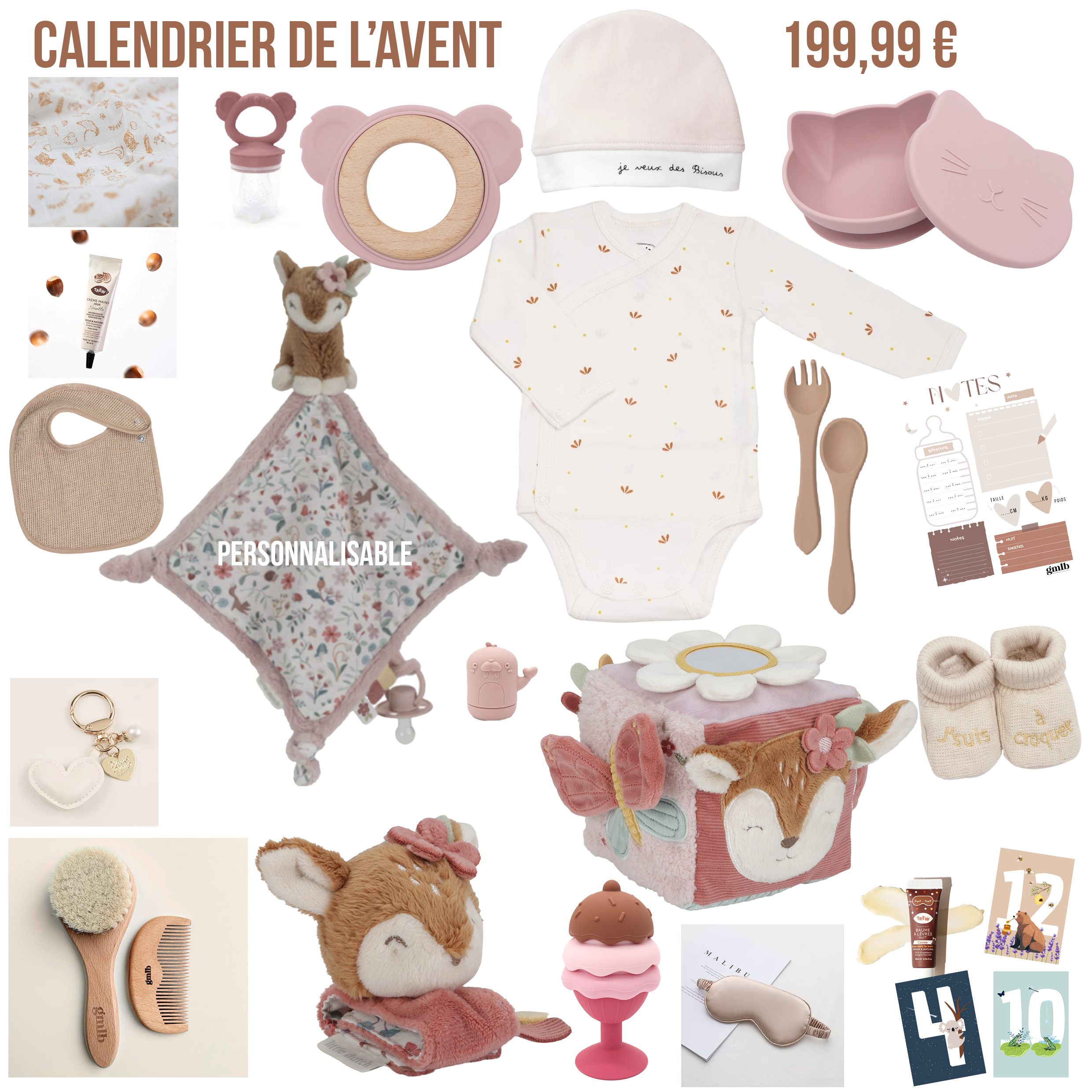 Cesto Nascita Panier Cadeau Luxe Nouveau-Né Unisexe 11 Articles