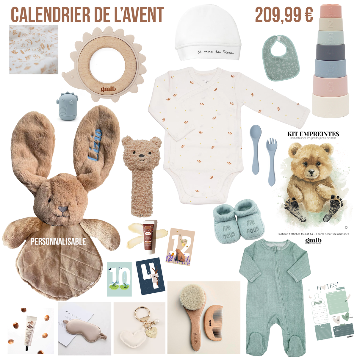 Calendrier de l'avent pour future maman Petit coeur salé | Cadeau de grossesse original
