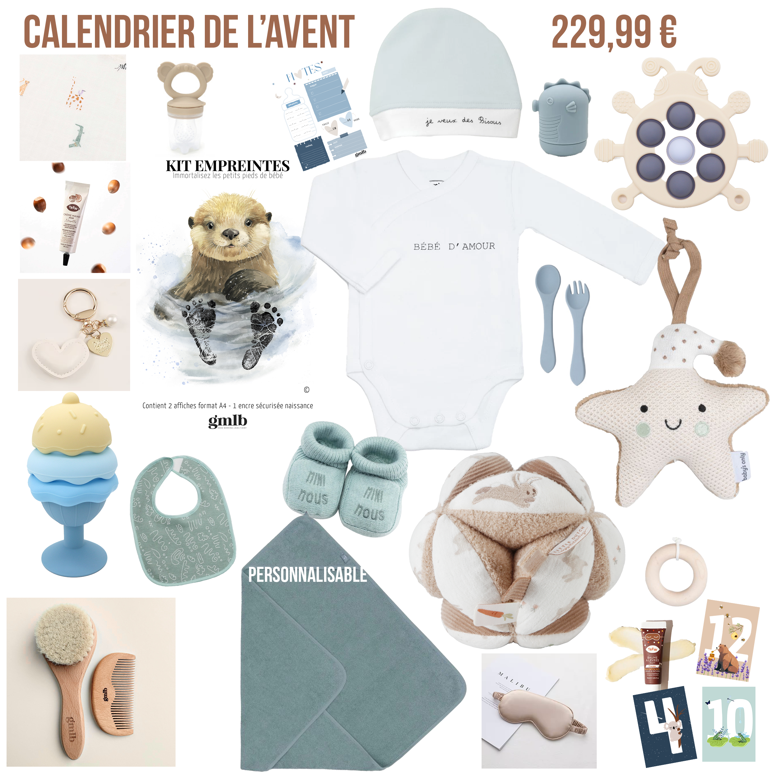 Calendrier de l'avent bébé Petit coeur salé | Cadeau de grossesse original