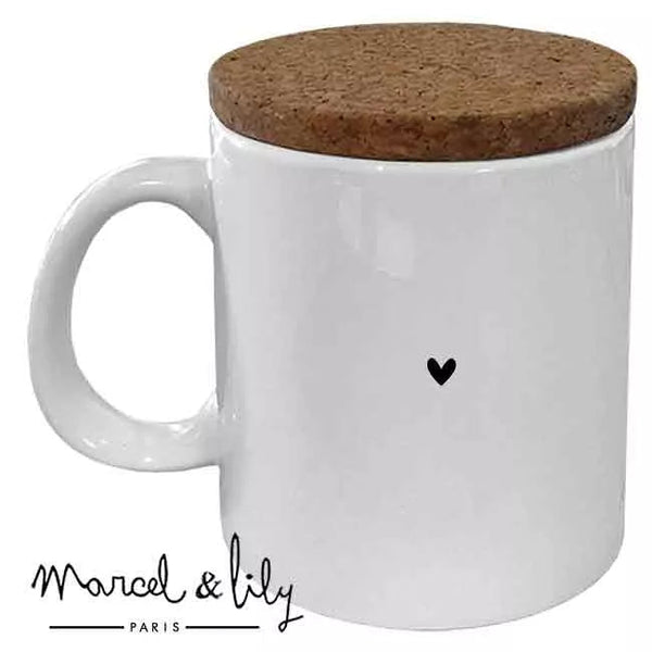 Mug "Parrain adoré je t'aime" avec son couvercle en liège Marcel & Lily