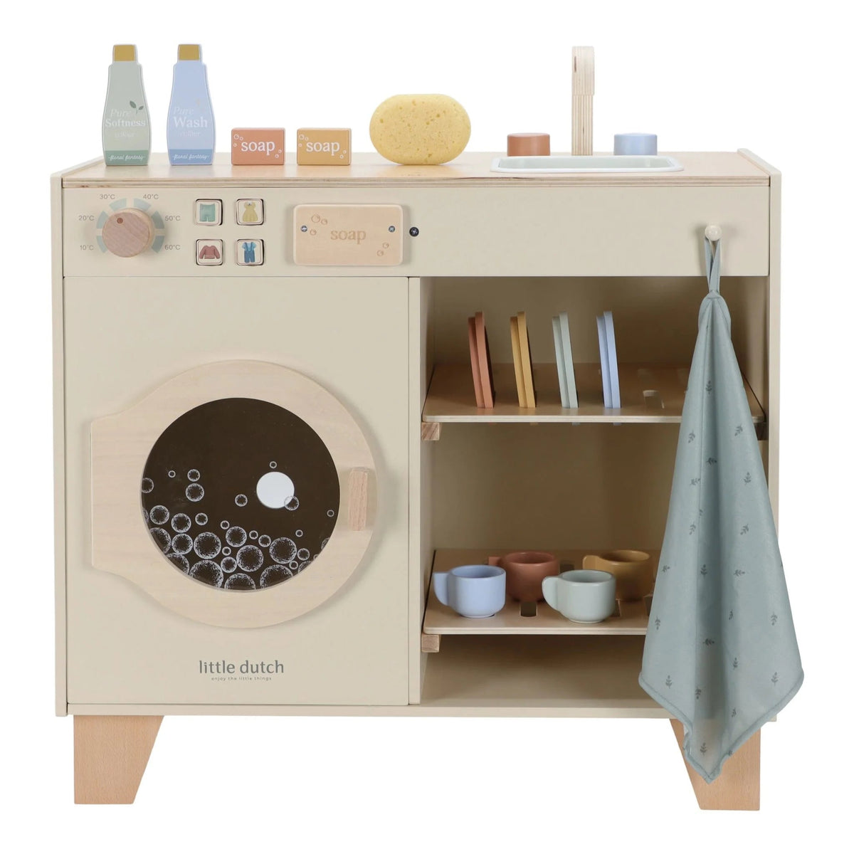 Machine à laver en bois FSC avec évier – Édition limitée 🧺 LITTLE DUTCH