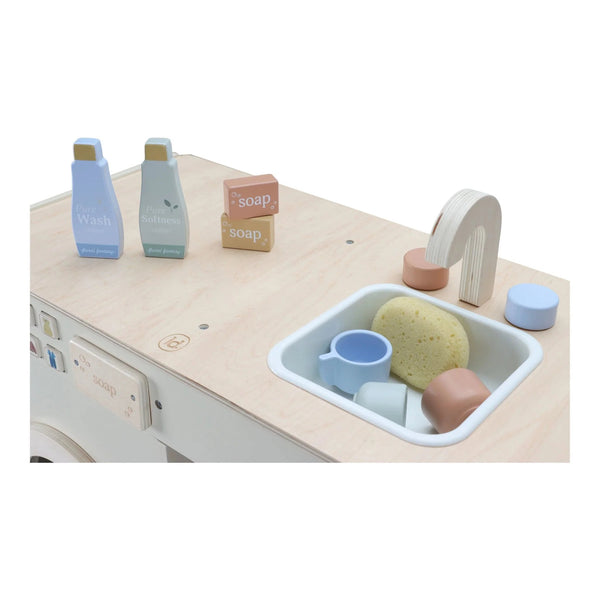 Machine à laver en bois FSC avec évier – Édition limitée 🧺 LITTLE DUTCH